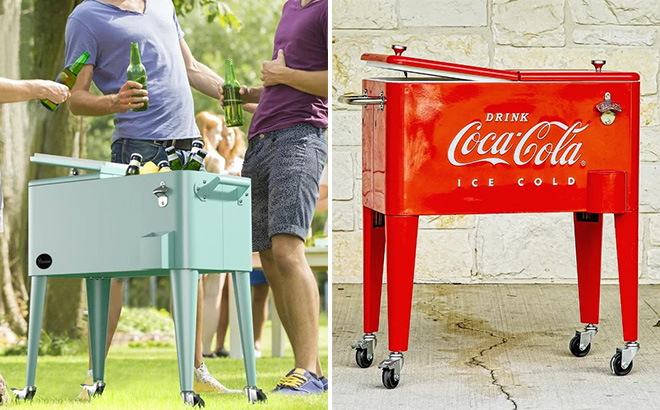 80 Qt Cooler and 60 Qt Coca Cola Embossed Ice Cold Cooler
