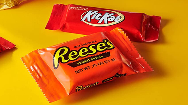A Bar of Reeses Snack Size and a Bar of KitKat Snack Size
