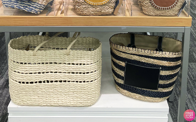 A New Day XL Straw Tote Handbag and Universal Thread Straw Basket Tote Handbag