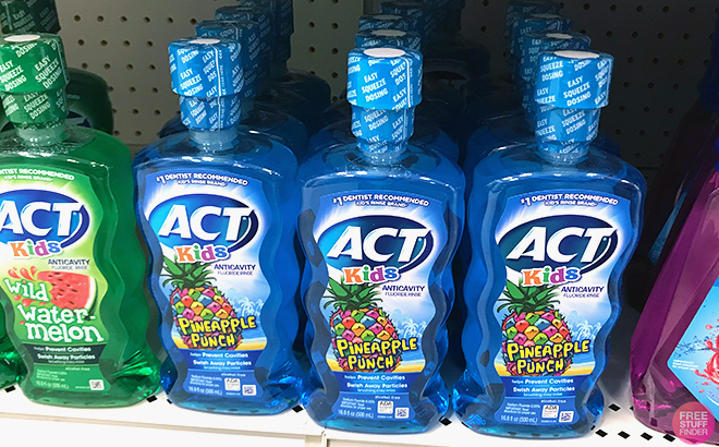 ACT Kids Anticavity Fluoride Rinse Pineapple Punch on shelf