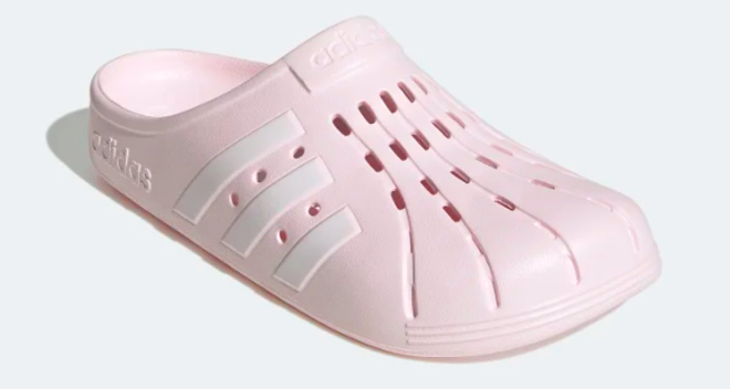 Adidas Adillete Clogs Pink Color on a Gray Background
