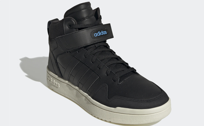 Adidas Men's Postmove Mid Classic Shoes In Core Black on Gray Background