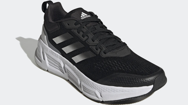 Adidas Men's Questar Running Shoes in Core Black Color on Gray Background