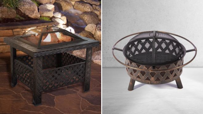 Admer Steel Outdoor Fire Pit and Steel Outdoor Fire Pit with Lid