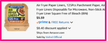 Air Fryer Paper Liner Amazon Checkout Screenshot
