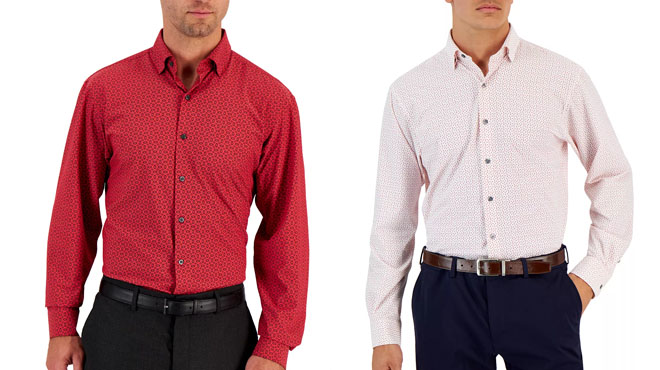 Alfani Mens Regular Fit Travel Ready Dress Shirts