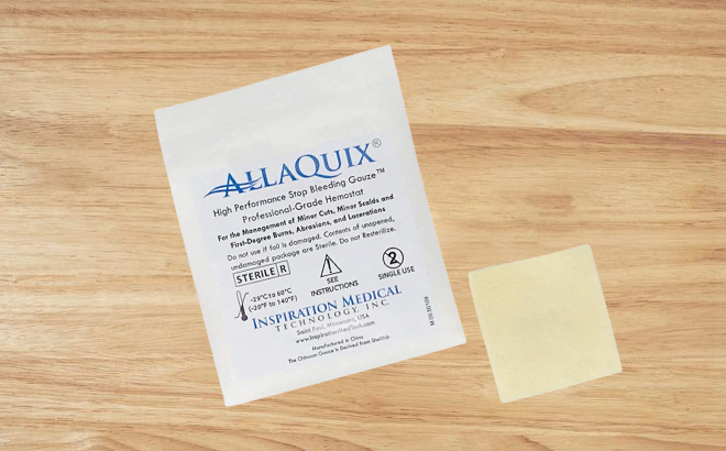 AllaQuix High Performance Stop Bleeding Gauze on a Table