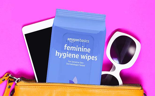 Amazon Basics Feminine Hygiene Wipes on Bag