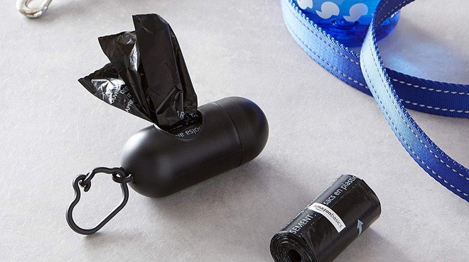 Amazon Basics Unscented Dog Poop Bags with Dispenser and Leash Clip