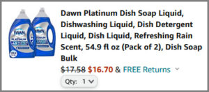Amazon Screenshot of Dawn Dish Liquid Soap