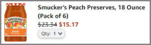 Amazon Screenshot on Smuckers Peach Preserves