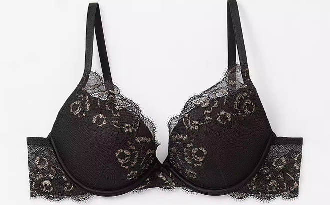 Ambrielle Womens Convertible Lace Push Up Bra In Black Color