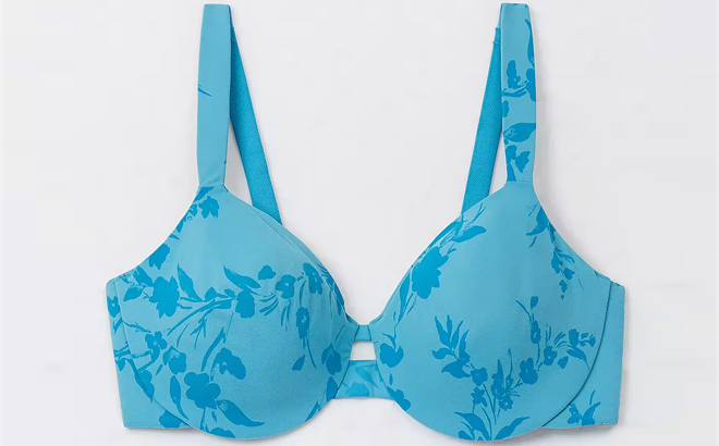 Ambrielle Womens Supersoft Full Coverage Bra In Floral Blue Color