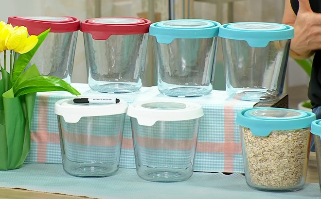 Anchor Hocking 4 piece 7 Cup TrueSeal Glass Food Storage Set with Pen