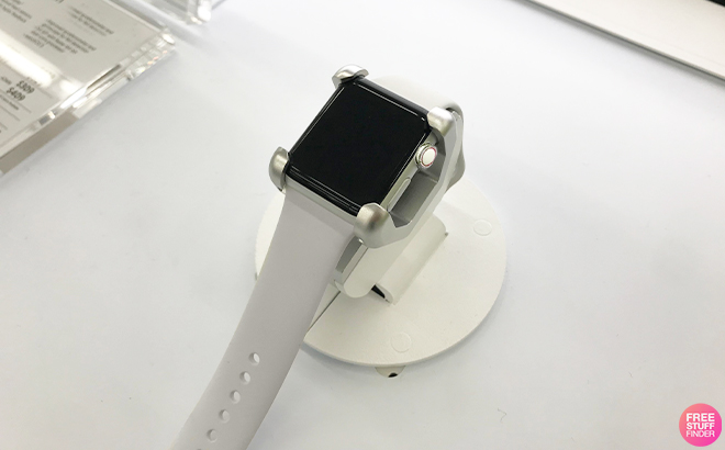 Apple Watch Series 4 with a White Band