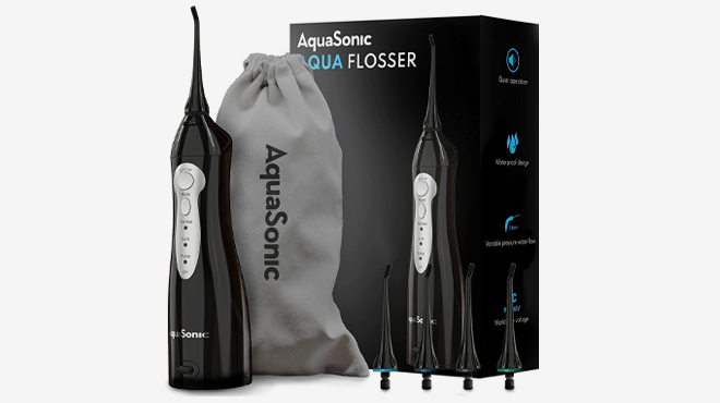 AquaSonic Black Rechargeable Aqua Flosser Set