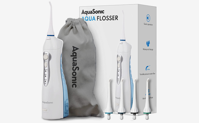 AquaSonic White Rechargeable Aqua Flosser Set