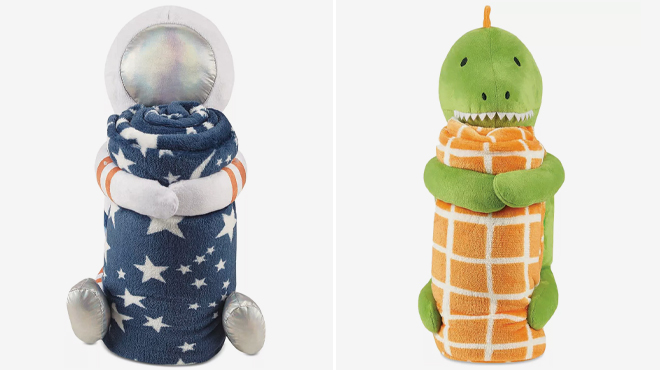 Astronaut and Dinosaur Throw and Pillow Friend