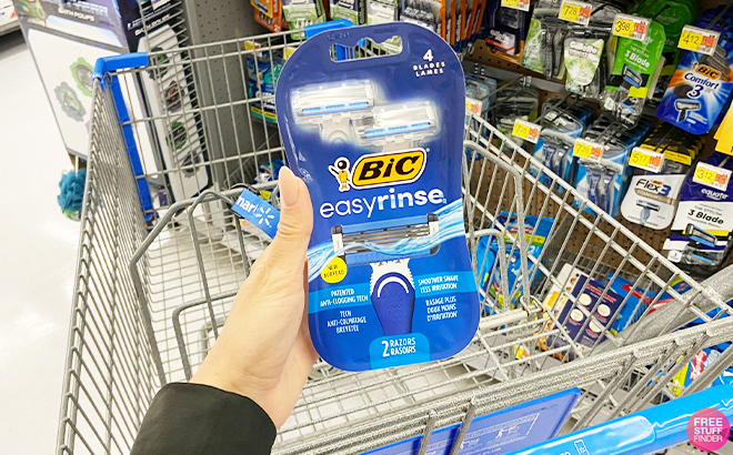 BIC EasyRinse Mens Disposable Razors 2 Count on a Cart