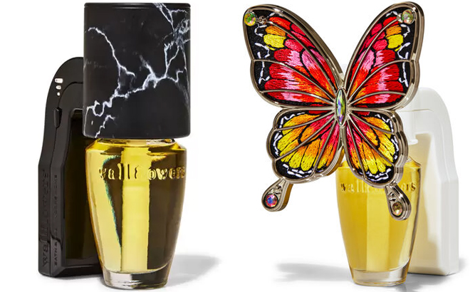 Bath Body Works Black Marble and Embroidered Butterfly Wallflower Plugs