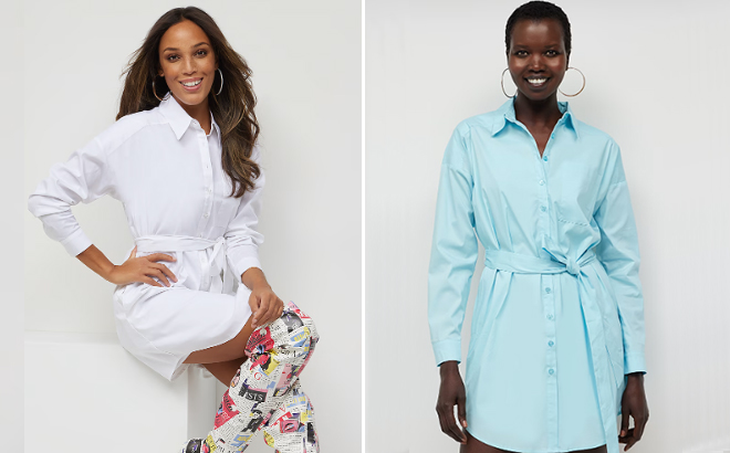 Belted Button Down Madison Boyfriend Shirtdress Belted Button Down Madison Boyfriend Shirtdress