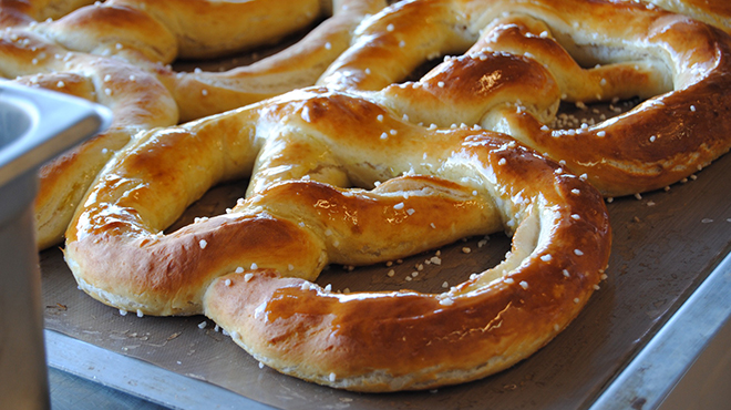 Bens Pretzels on a Baking Tray