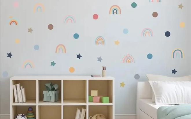 Bohemian Rainbow Wall Stickers in a Kids Room