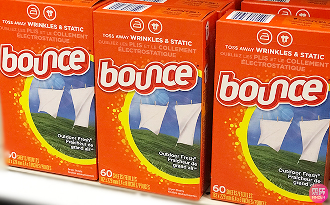 Bounce Dryer Sheets 60 Count on a Shelf