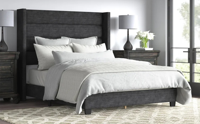 Brantley Upholstered Bed in Charcoal at Wayfair