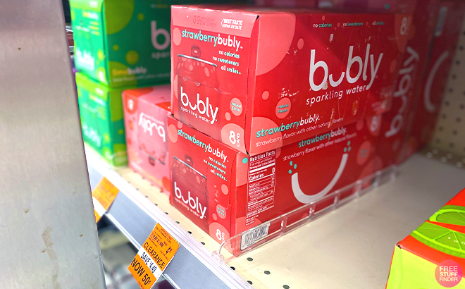 Bubbly Sparkling Water 8 Pack on shelf