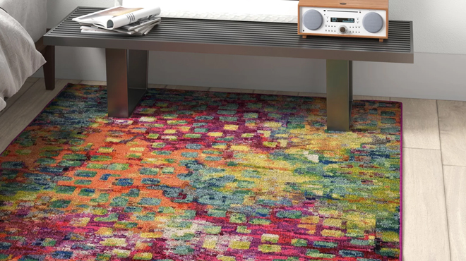 Bungalow Rose Machine Woven Power Loomed Performance Rug in Multicolor