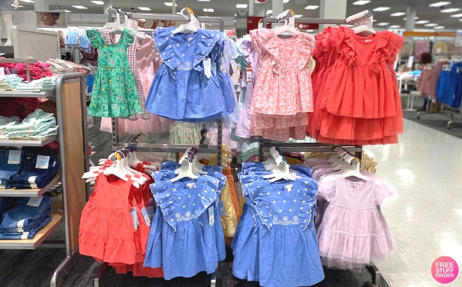 Cat Jack Girls and Toddler Dresses on a Clothes Rack at Target