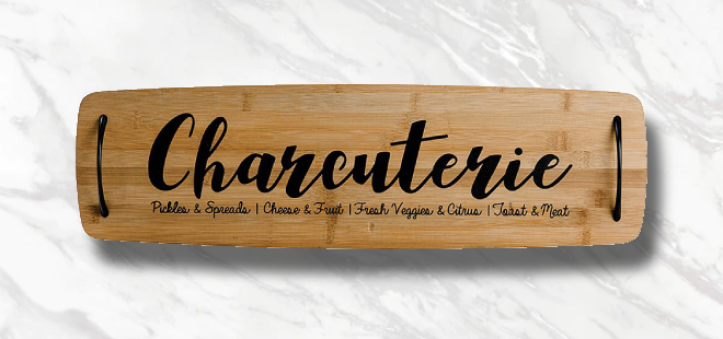 Charcuterie Bamboo Charcuterie Board on a Marble Table
