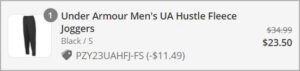 Checkout page of Under Armour Mens UA Hustle Fleece Joggers