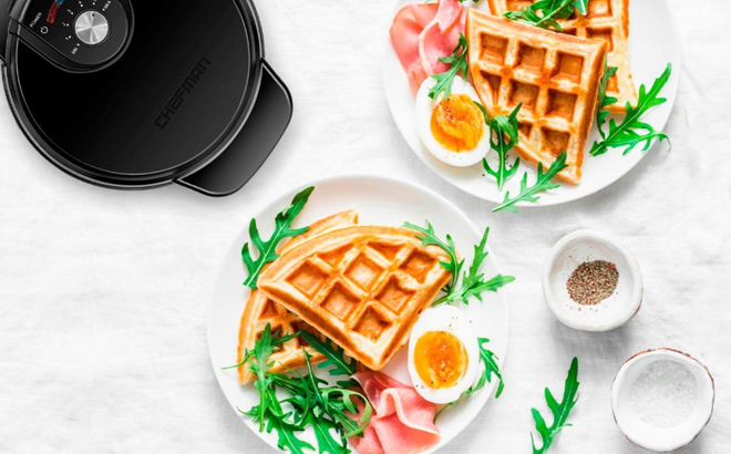 Chefman Anti Overflow 4 Slice Belgian Waffle Maker