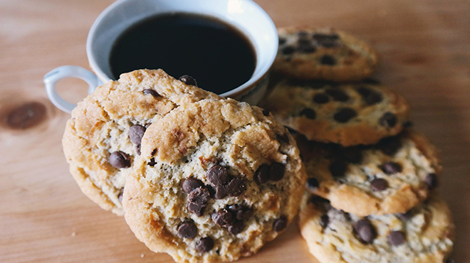 Chocolate Chip Cookies and coffee