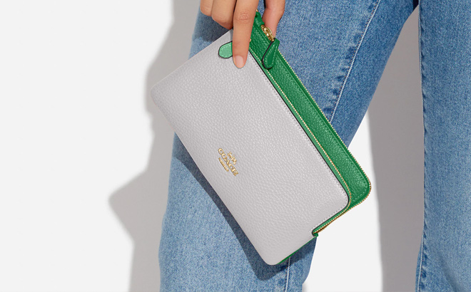 Coach Outlet Double Zip Wallet In Colorblock Coach Outlet Double Zip Wallet In Colorblock