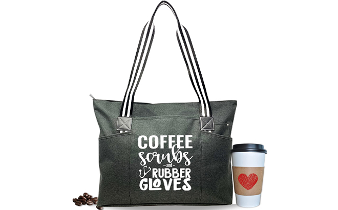 Coffee Scrubs and Rubber Gloves Tote