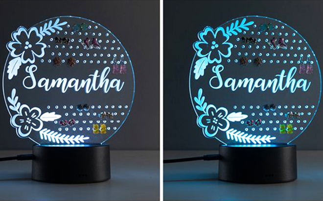 Color Changing Personalized Name Night Light Earring Holder