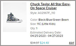 Converse Kids Chuck Taylor All Star Glitter Order Summary