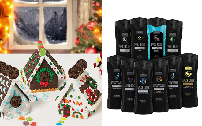 Create A Treat Holiday Cookie Decorating Kit OREO Mini Village Cookie Kit and SOUR PATCH KIDS Holiday Cookie Camper Kit and 10 Pack AXE Shower Gel Body Wash 8 45 oz Assorted Scents