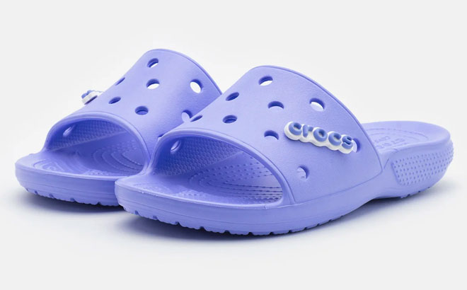 Crocs Classic Slides in Digital Violet Side View