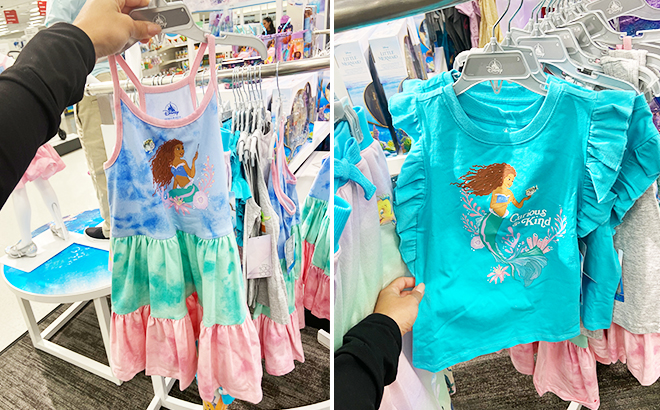 Disney Girls The Little Mermaid Ariel Tiered Dress and The Little Mermaid Ariel Flutter Short Sleeve Graphic T Shirt