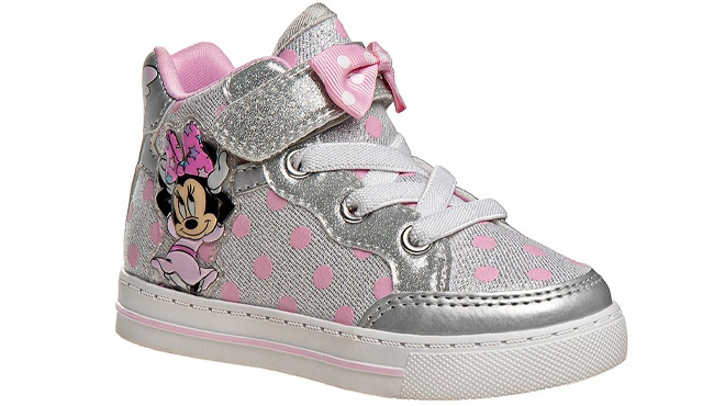 Disney Minnie Mouse Silver Pink Hi Top Sneaker