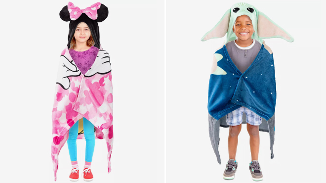 Disney Minnie Mouse and Baby Yoda Hooded Throws