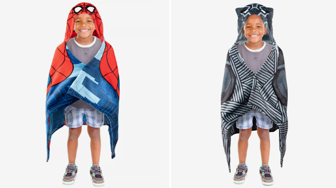 Disney Spider Man and Black Panther Hooded Throws