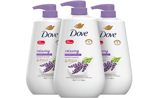 Dove Body Wash with Pump Relaxing Lavender Oil Chamomile 3 Count