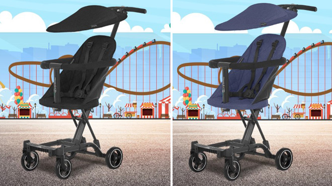Dream On Me Stroller with Canopy on a Paved Path