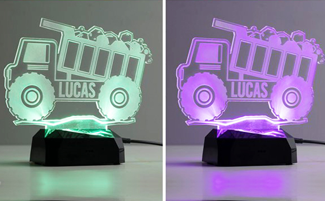 Dump Truck Personalized LED Lit Night Light