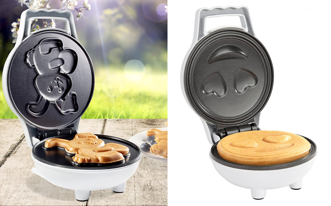 Easter Bunny Mini Waffle Maker and Heart Eyes Emoji Mini Waffle Maker for Mothers Day